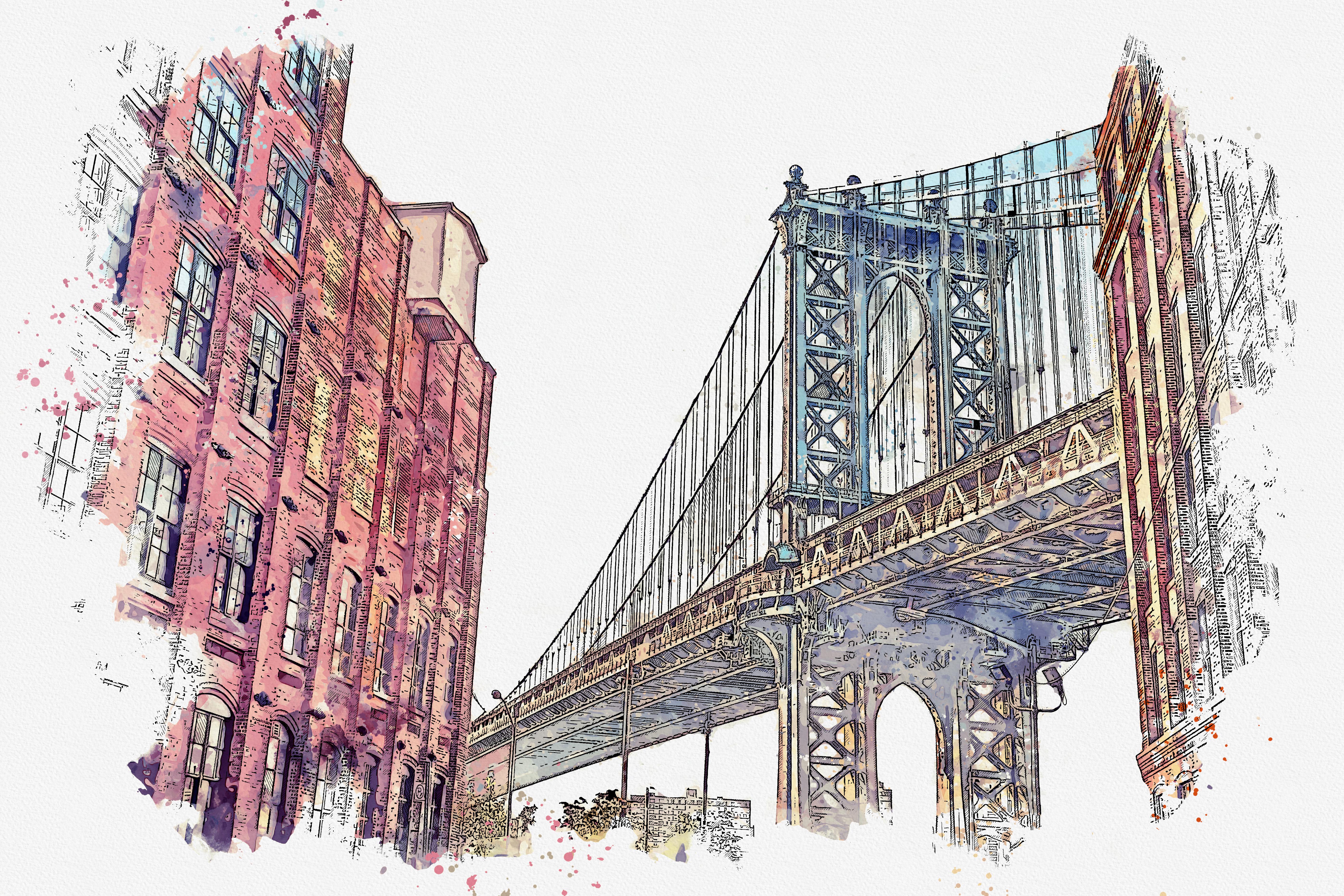 Brooklyn Bridge Water Color
