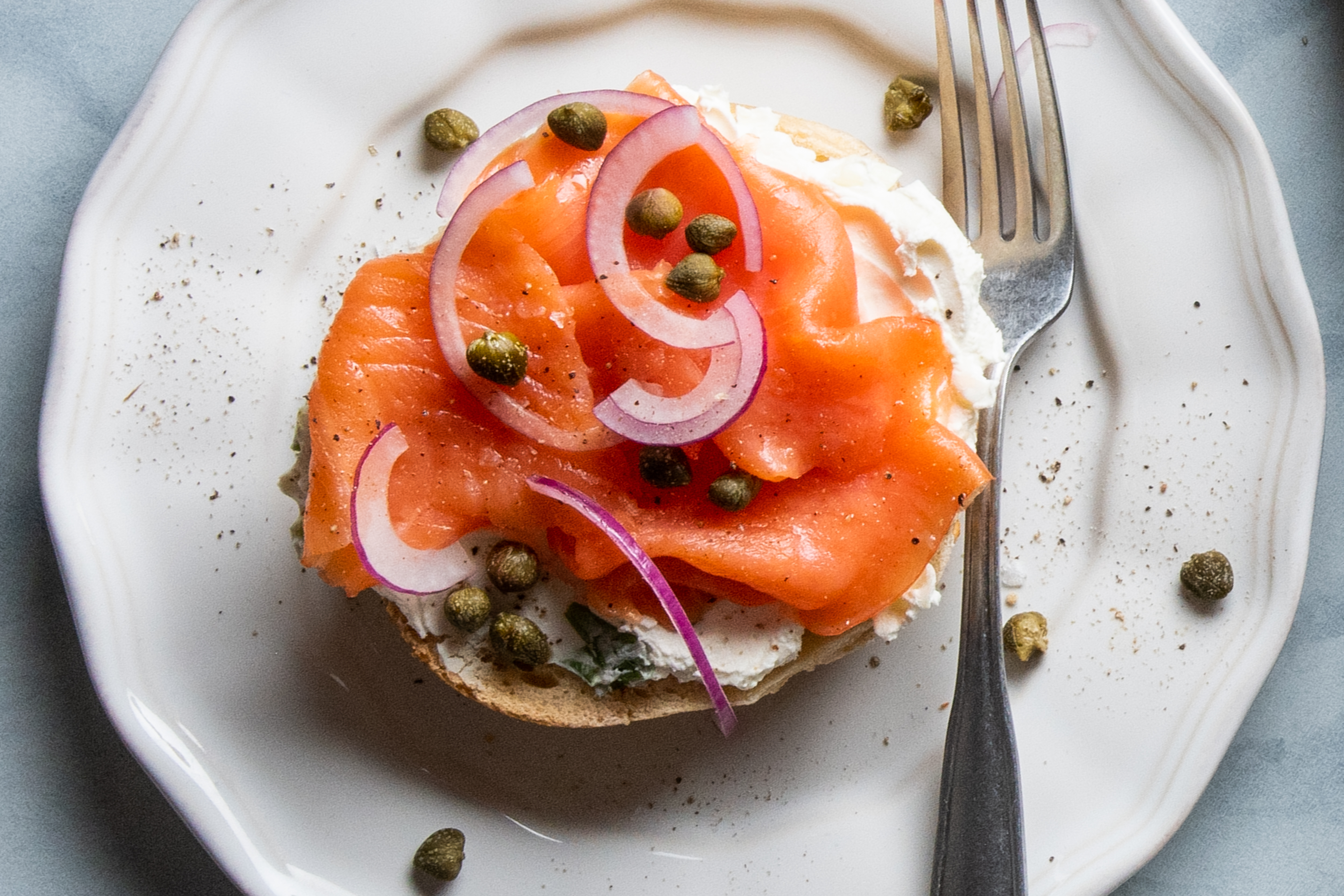 Table with spreads and bagels