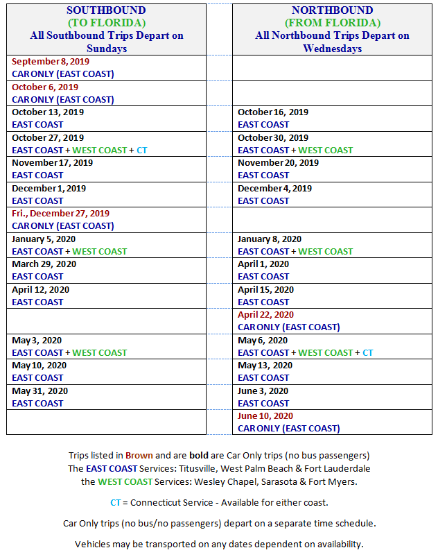 2019/20 Florida Schedule